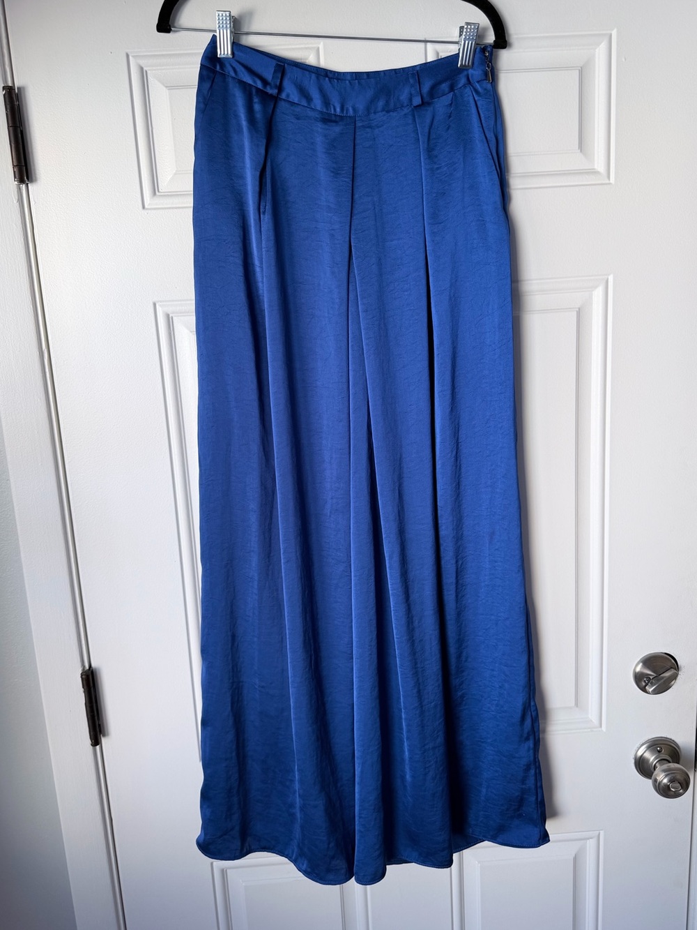 LEIFSDOTTIR size 0 wide leg blue satin silky pants‎ palazzos pleated trousers